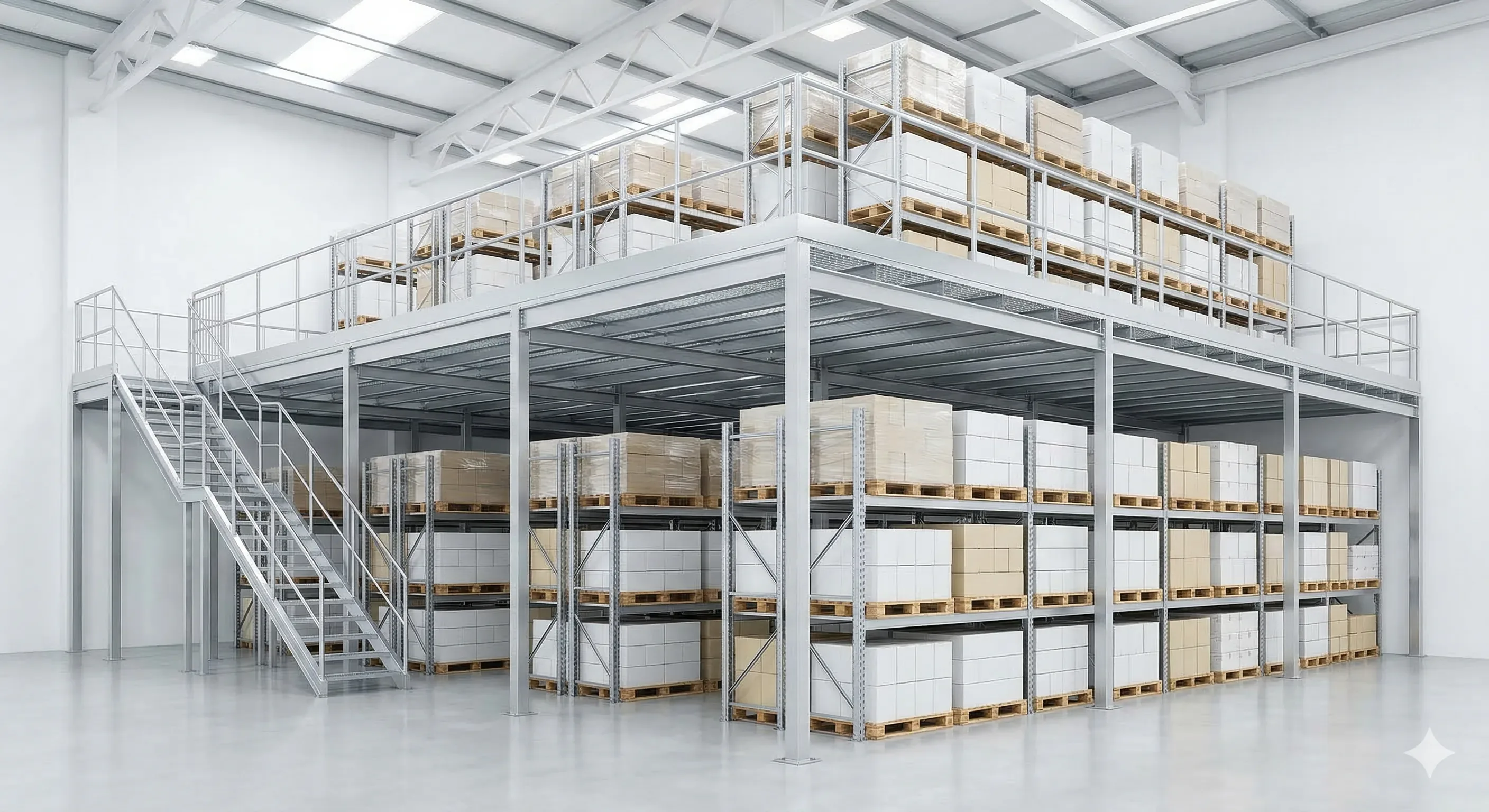 Structural steel mezzanine system installed in a Richmond VA area warehouse